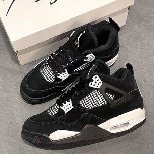 Men's Air Jordan 4 Retro "Black & White" Sneakers - New With Original Box